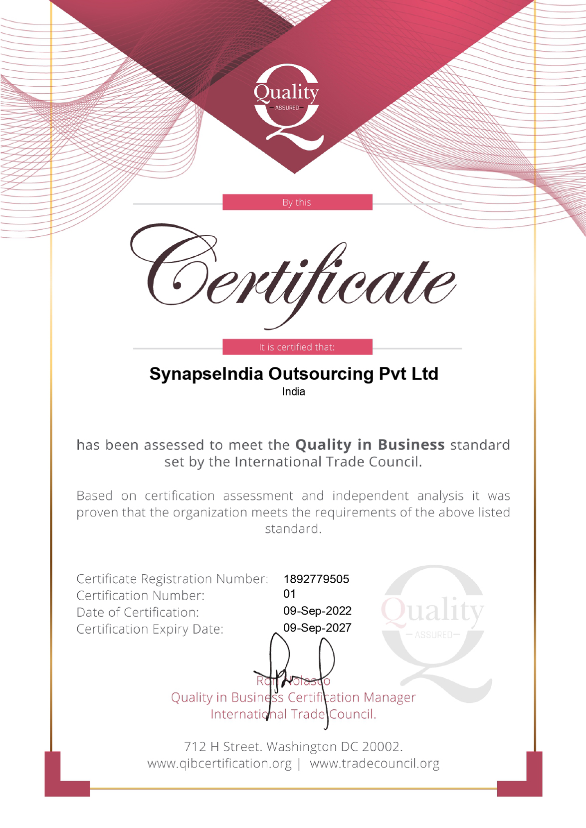 QIB certificate