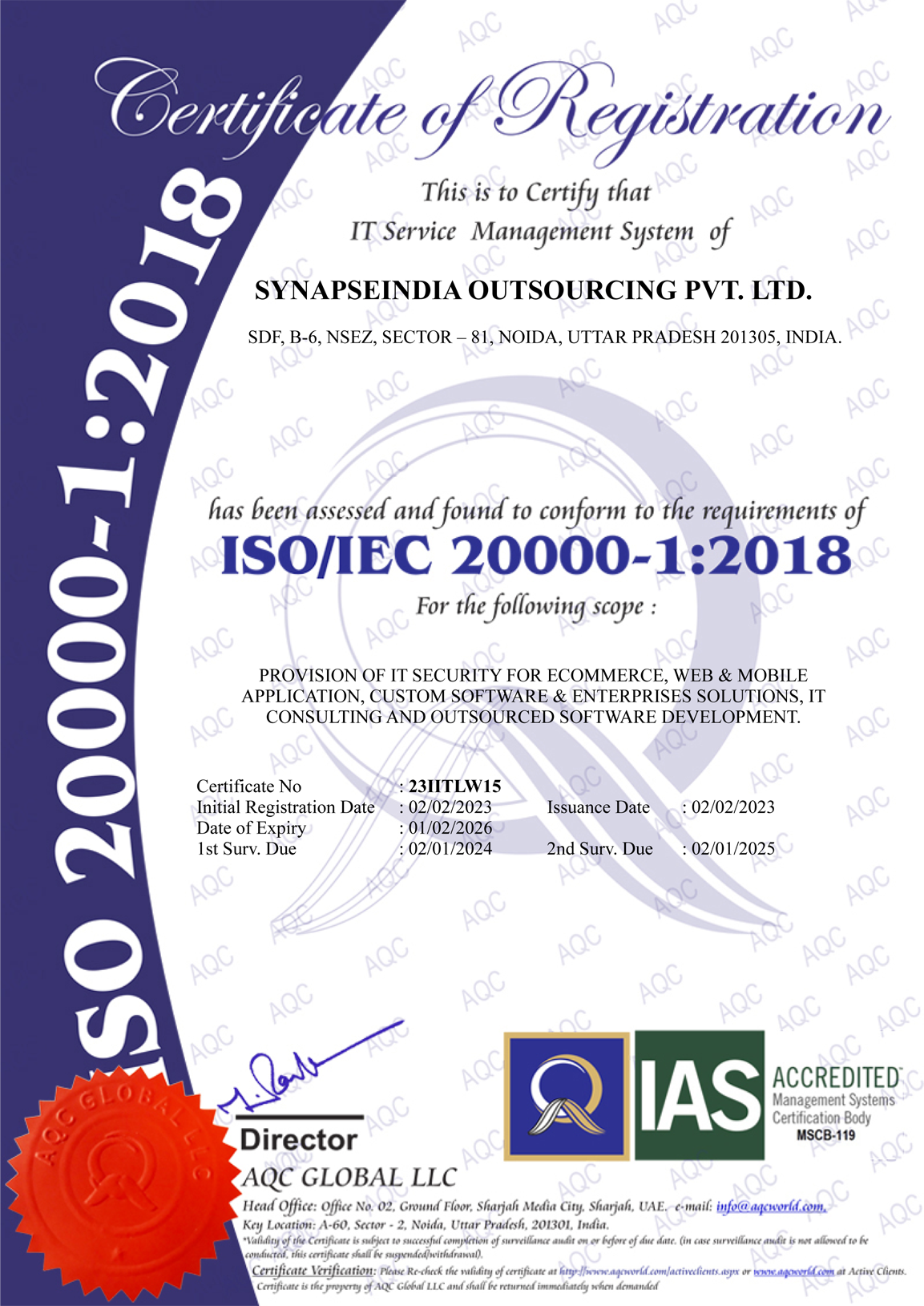 ISO 2000 2018 certificate