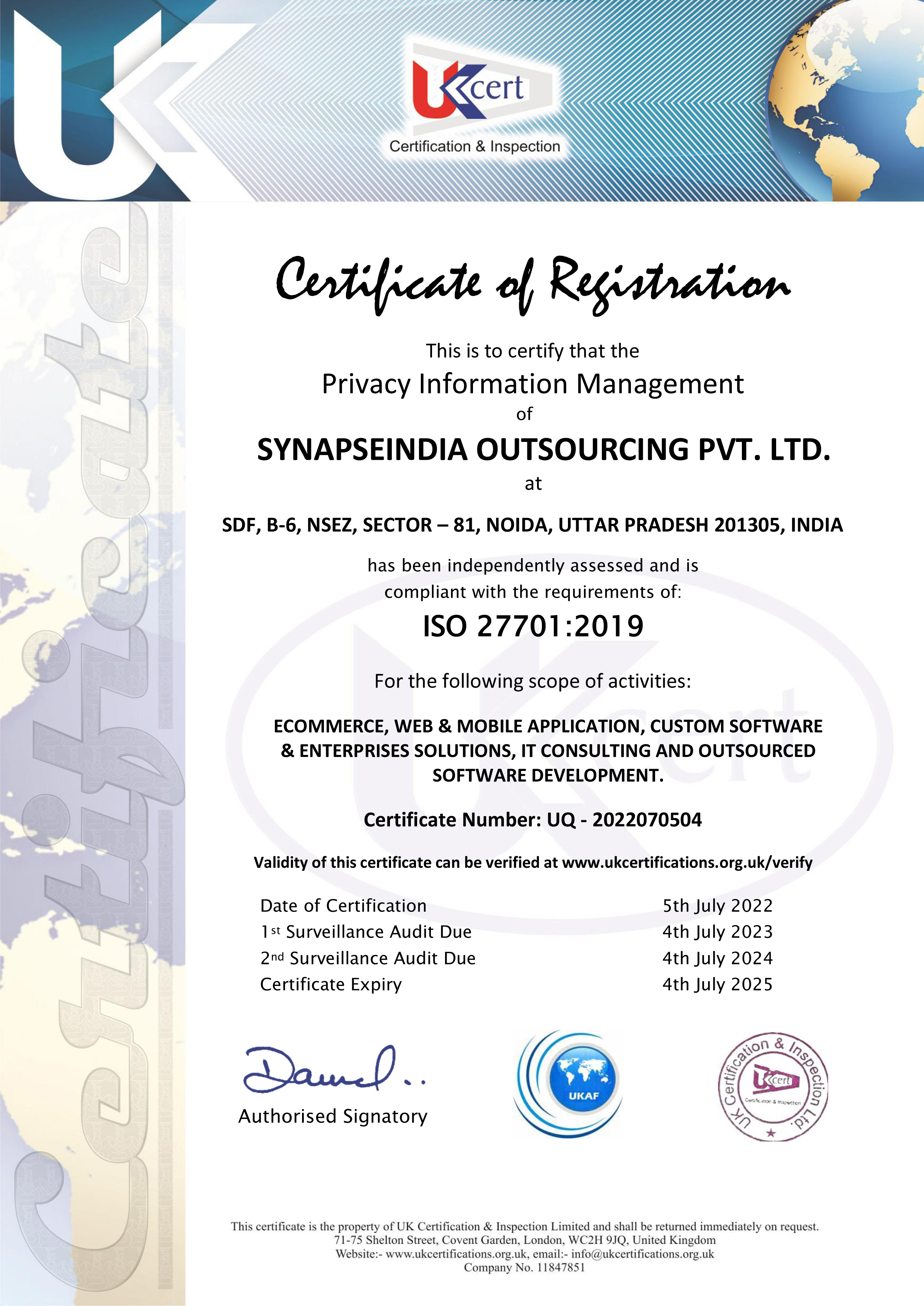 ISO certificate