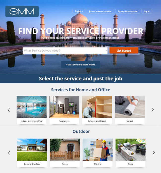 iOS & Android App Development for Home Service Provider - 'Serve Me Mart'