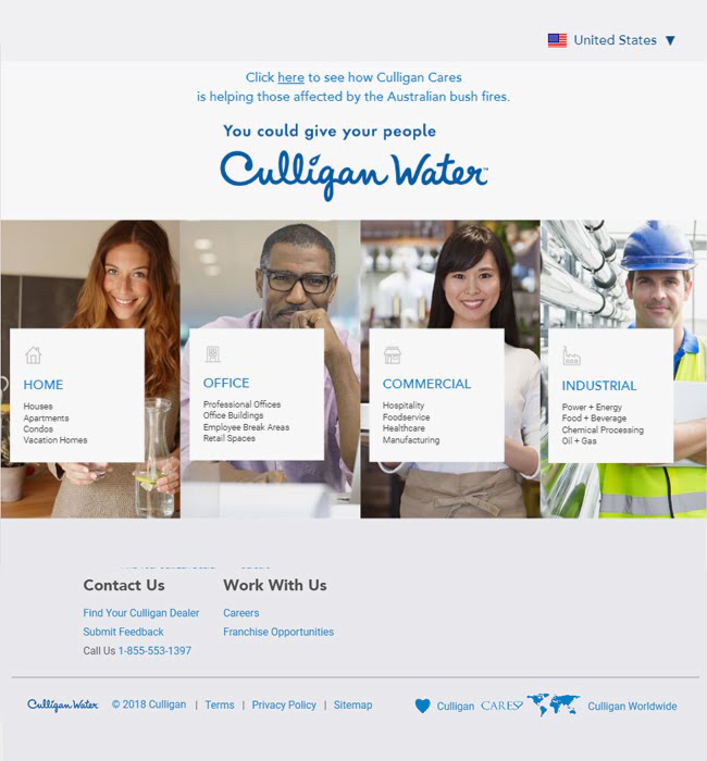 eCommerce Website Development for a Water Purifier Selling Brand - Culligan