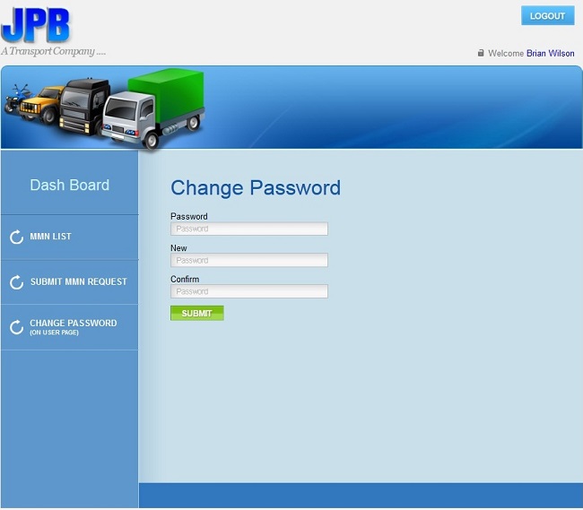ASP Dot Net Website for Logistics 'JPB' - Transport Company