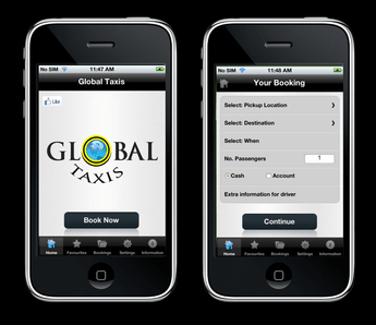 Android & iPhone Mobile App for Automotive 'GlobalTaxis'- Taxi Booking
