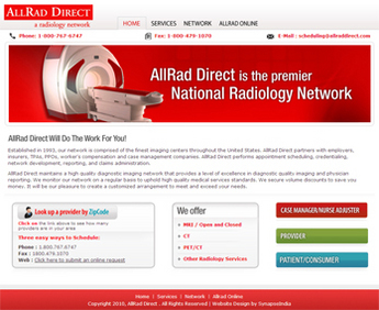 HTML Website for Healthcare 'AllRad Direct' – National Radiology Network