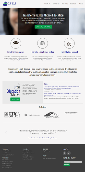 Website for Education 'ORBIS' Using PHP - Serving Colleges & Universities