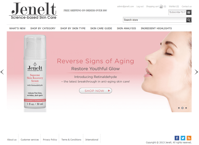 Jenelt - An Online Store for Skin Care Products, USA