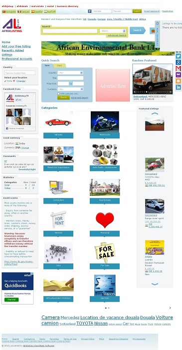Consumer Website in PHP for Classified Posting Portal 'Afriklisting'