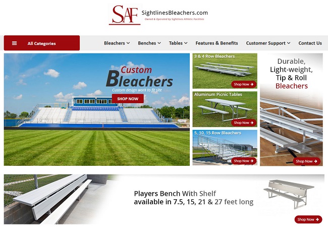 Website for Retail 'SAF' in Wordpress - Aluminum Bleachers provider