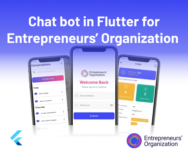 Chatbot developed in Flutter for Entrepreneurs' Organization in USA