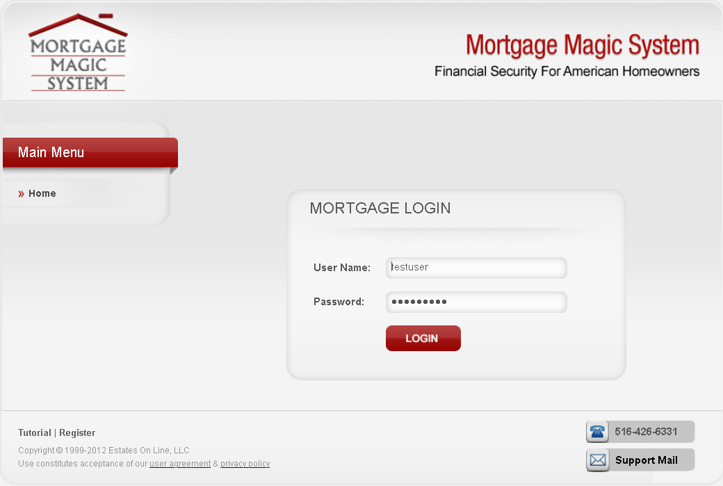 Dot Net Website for Finance 'Mortgage Magic System'- Mortgage/Loan Services