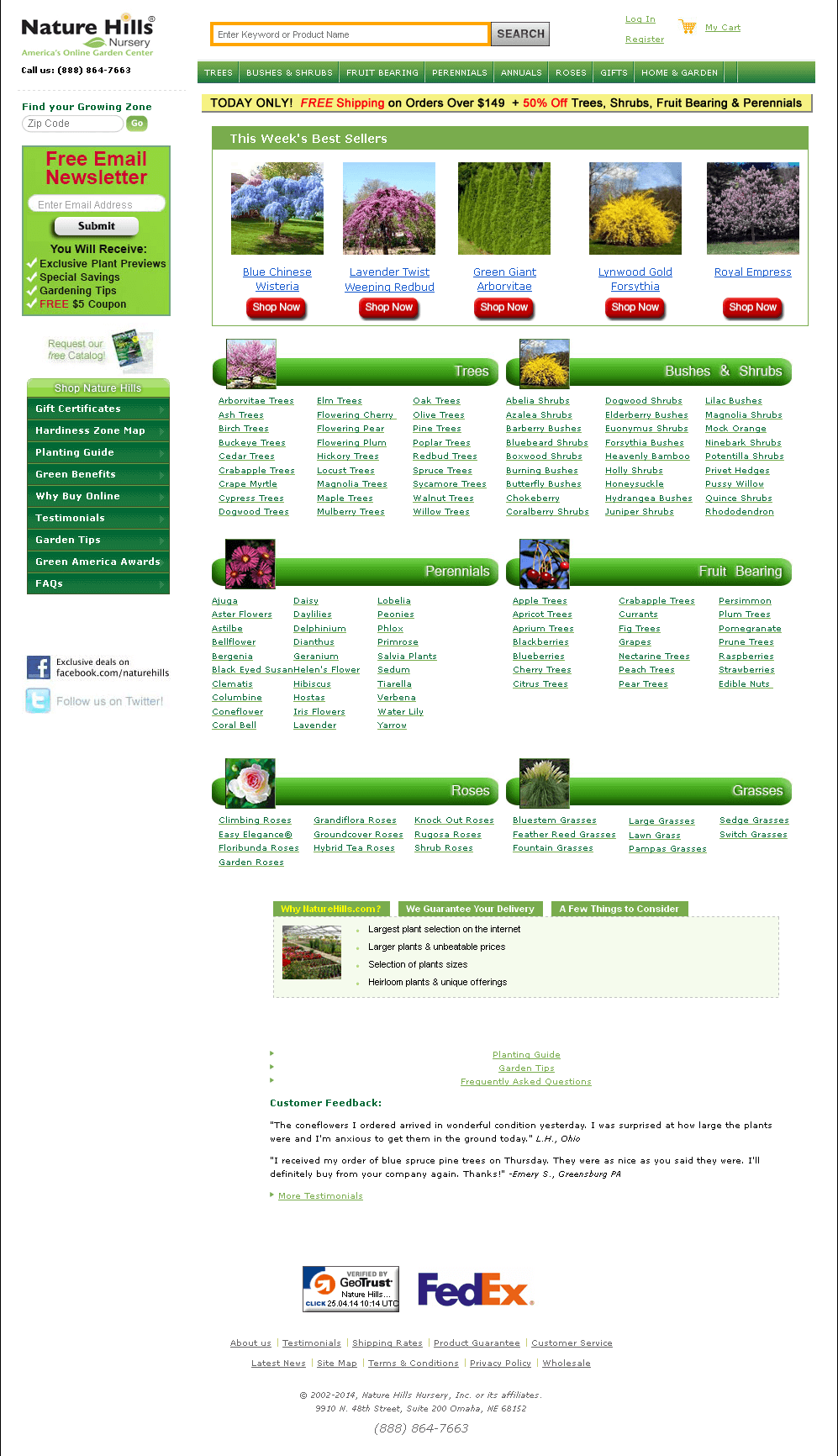 Dot Net Website for Retail 'Nature Hills ' - Online Nursery Shop