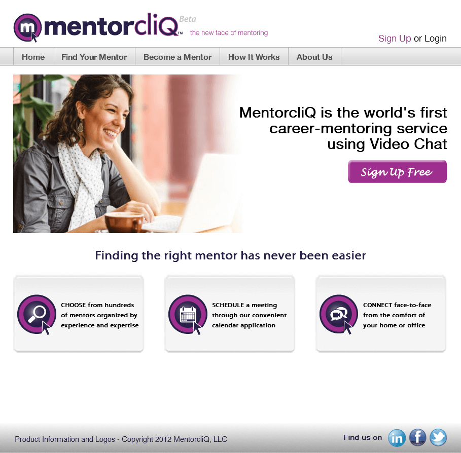 CakePHP Website for Media 'MentorcliQ' - Career Mentoring Services