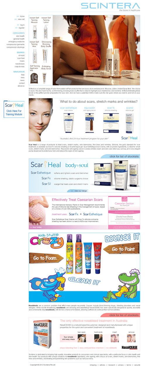 Dot Net Website for Healthcare 'SCINTERA' – Online Medical Products Seller