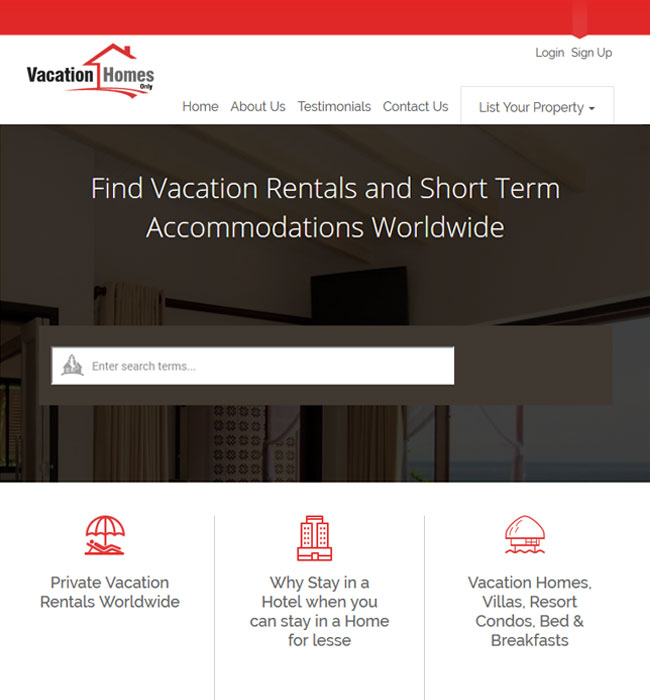 Development of Vacation Rental Booking Website - Vacation Homes Only