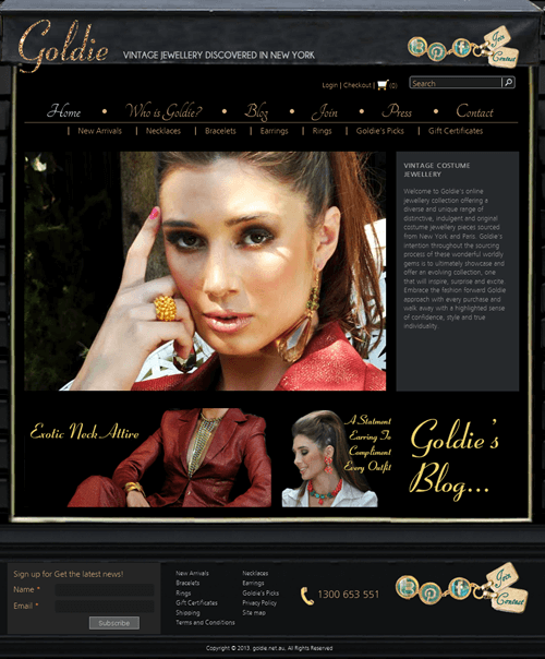 Website for Retail 'Goldie' Using Drupal – Online Jewelry Store