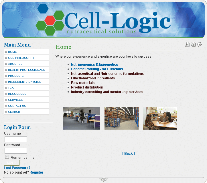  Website for Healthcare 'Cell Logic' - Nutraceutical Solutions Provider