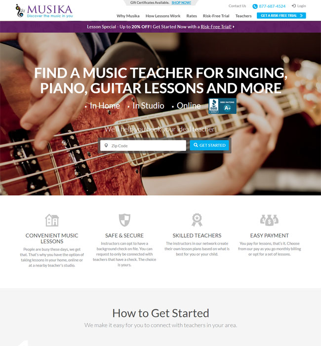 Website Design Enhancements for Music Education Industry - Musika