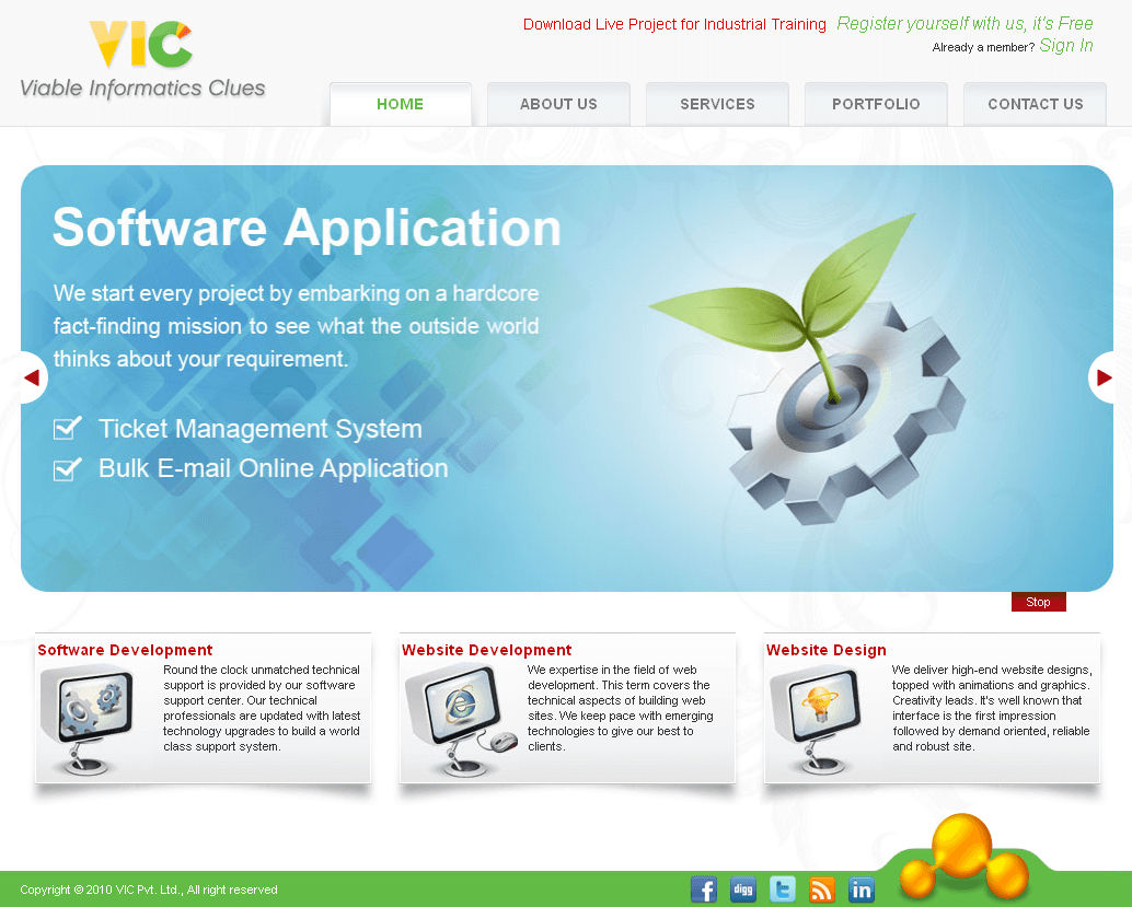 HTML Website for 'Viable Informatic Clues' IT Solutions Provider