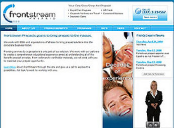 HTML Website for Finance 'Frontstream Prepaid' – Prepaid Cards Services