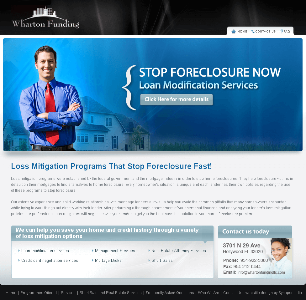 HTML Website for Finance 'Wharton Funding LLC' – Foreclosure Loan Services