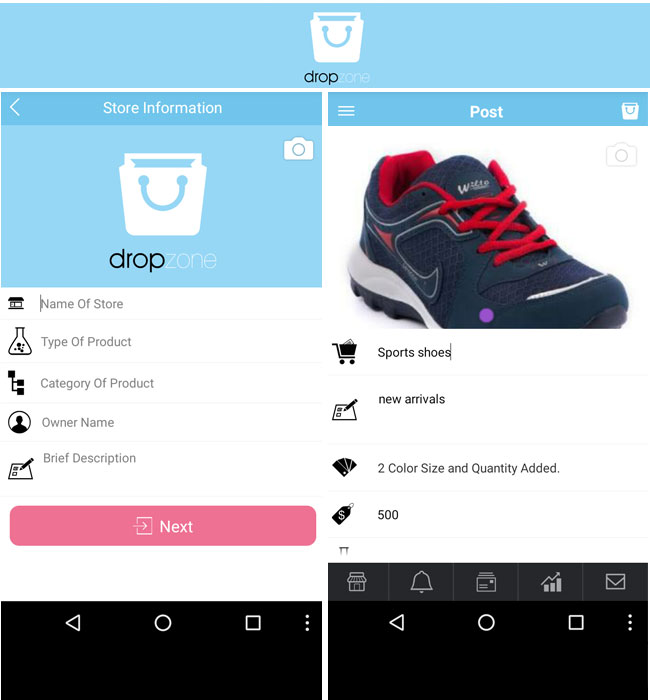 Android & iOS Application Development for eCommerce - dropzone