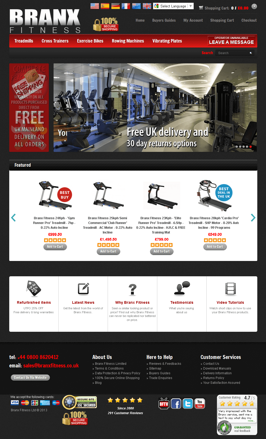 PHP Website for Online Fitness Equipment Seller BRANX FITNESS