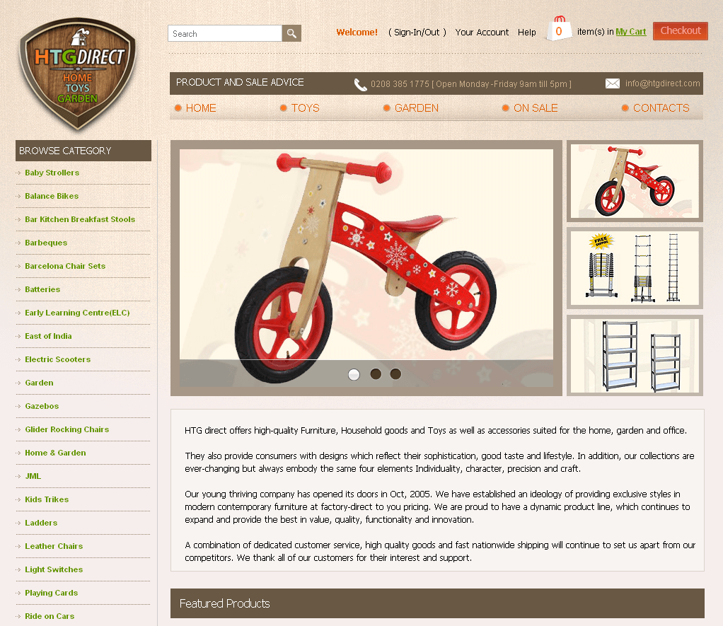  Website for 'HTGDIRECT' Using PHP – Online Garden Toys Store