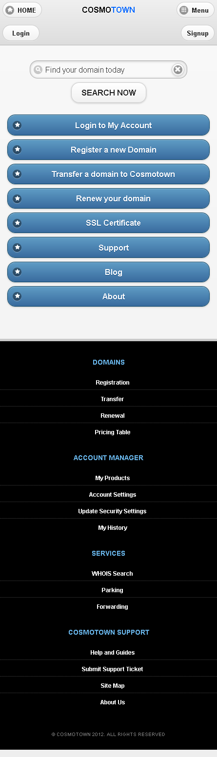  PHP Website for 'COSMOTOWN' – Global Domain Name Registrar