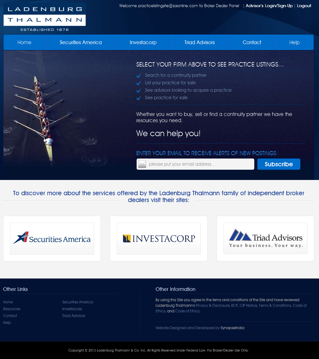PHP Website for 'Ladenburg Thalmann' – Brokers & Dealers Platform