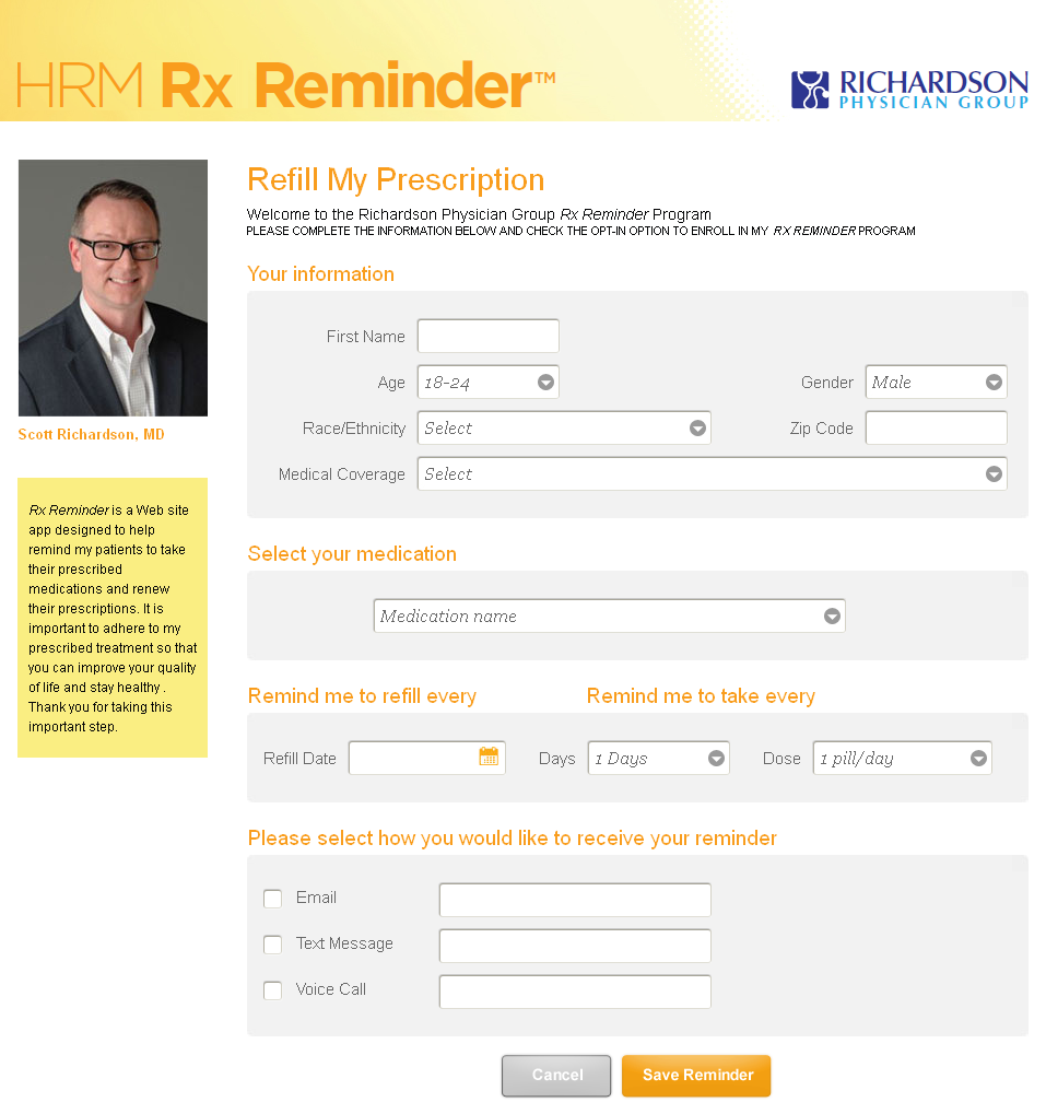 HRM Rx Reminder Mobile Website