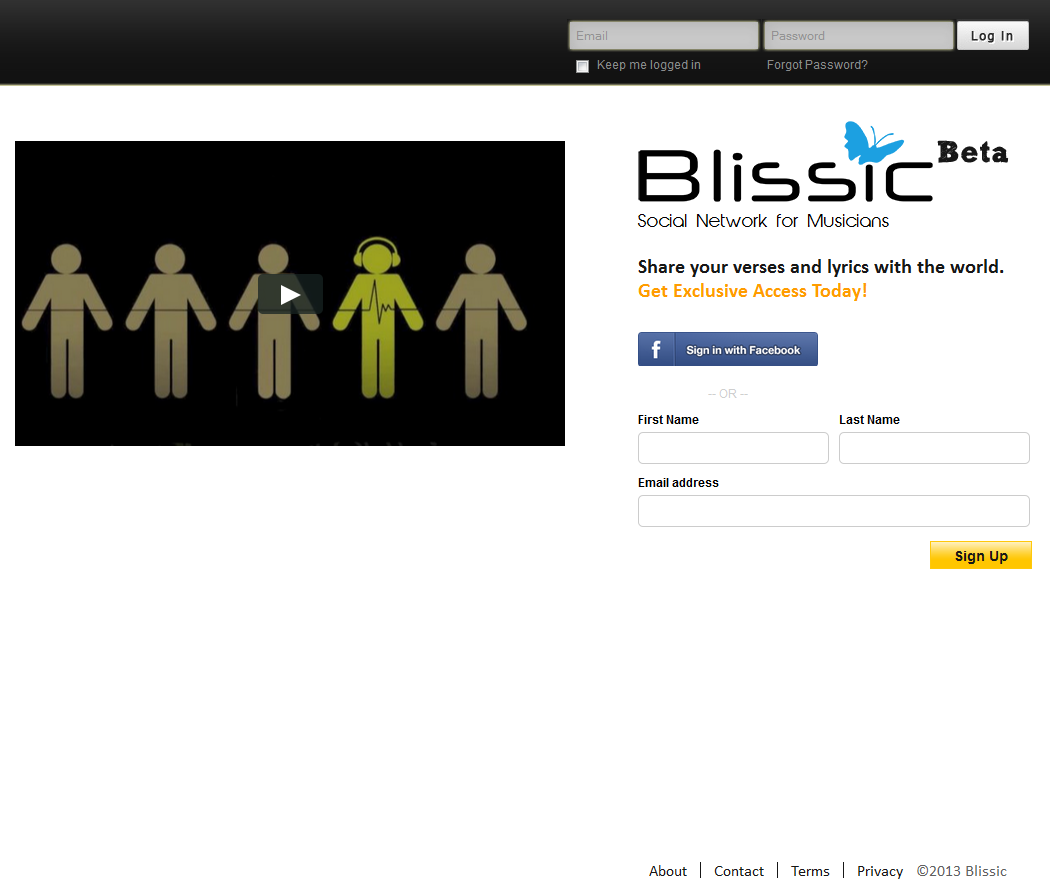 PHP Website for 'Blissic' – Music Based Social Networking