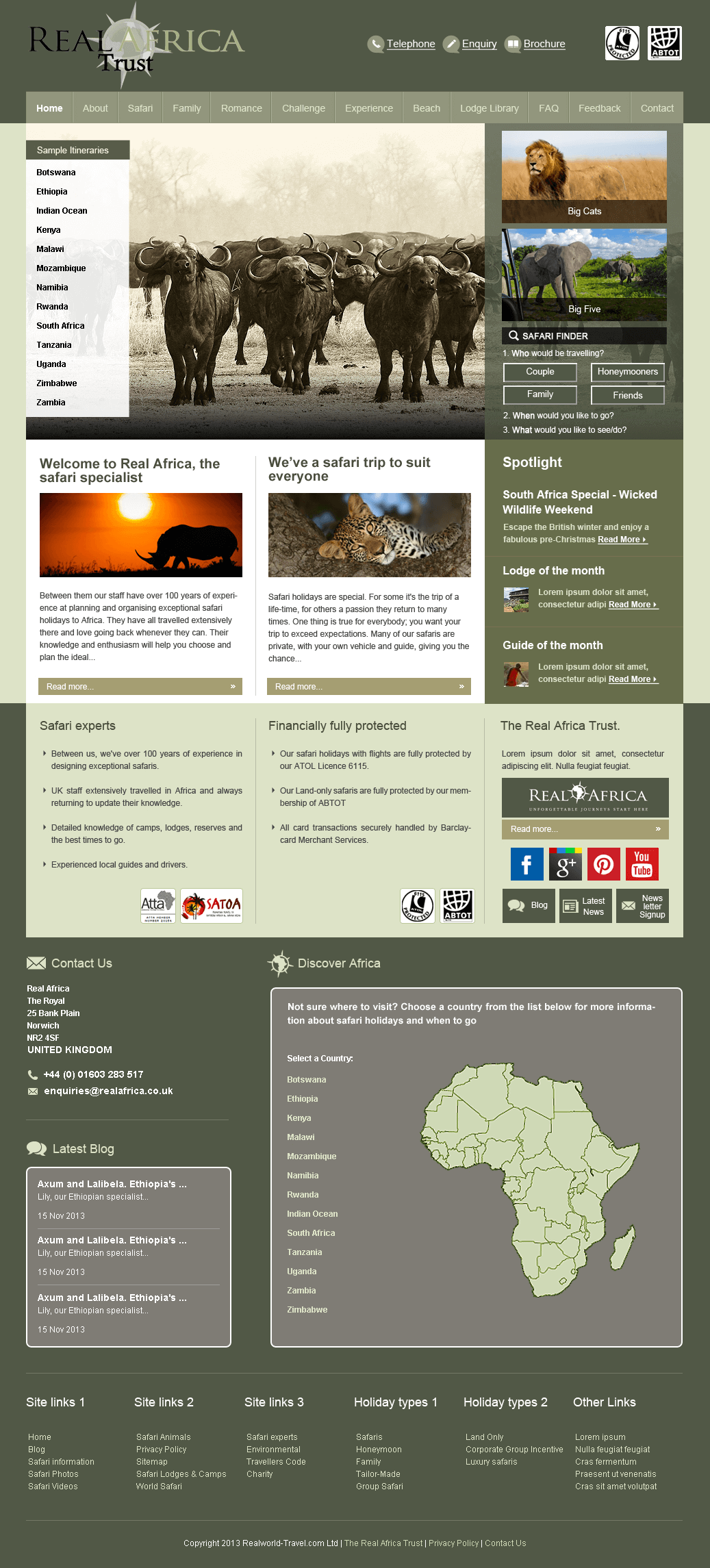 PHP Website for Travel 'Real Africa' – African Safari, Tailor Made Holidays