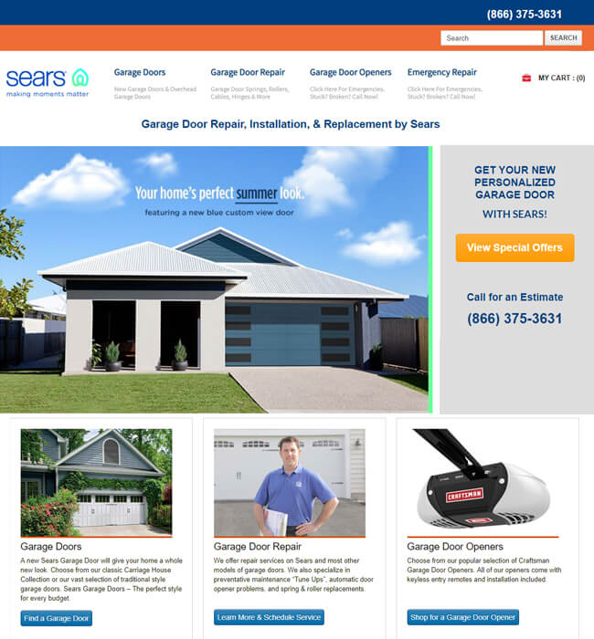 WordPress Website Development for Sears Garage Doors, USA