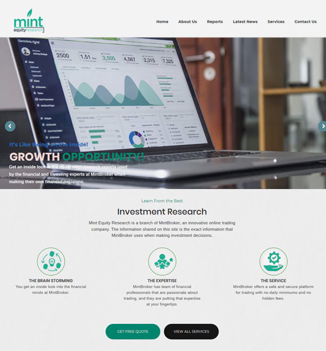 Website Development for Banking Industry 'Mint Equity Research' in WordPress