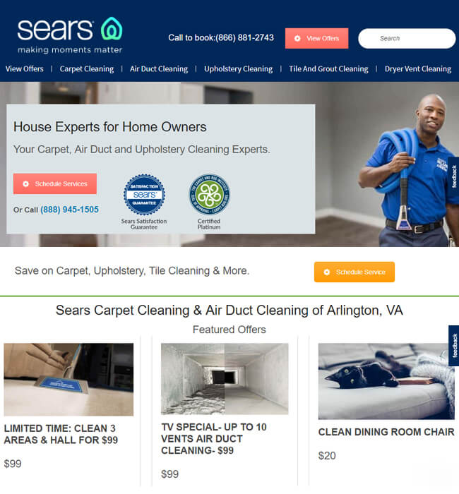 Website Development for Cleaning Services Provider in Australia - Sears