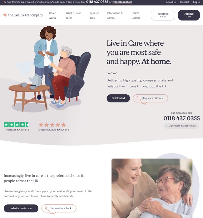 Development of The Live In Care Company Website Using WordPress